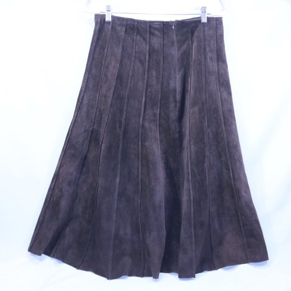 Arleen Bowman Suede Skirt Dark Brown – Size L - Picture 2 of 3